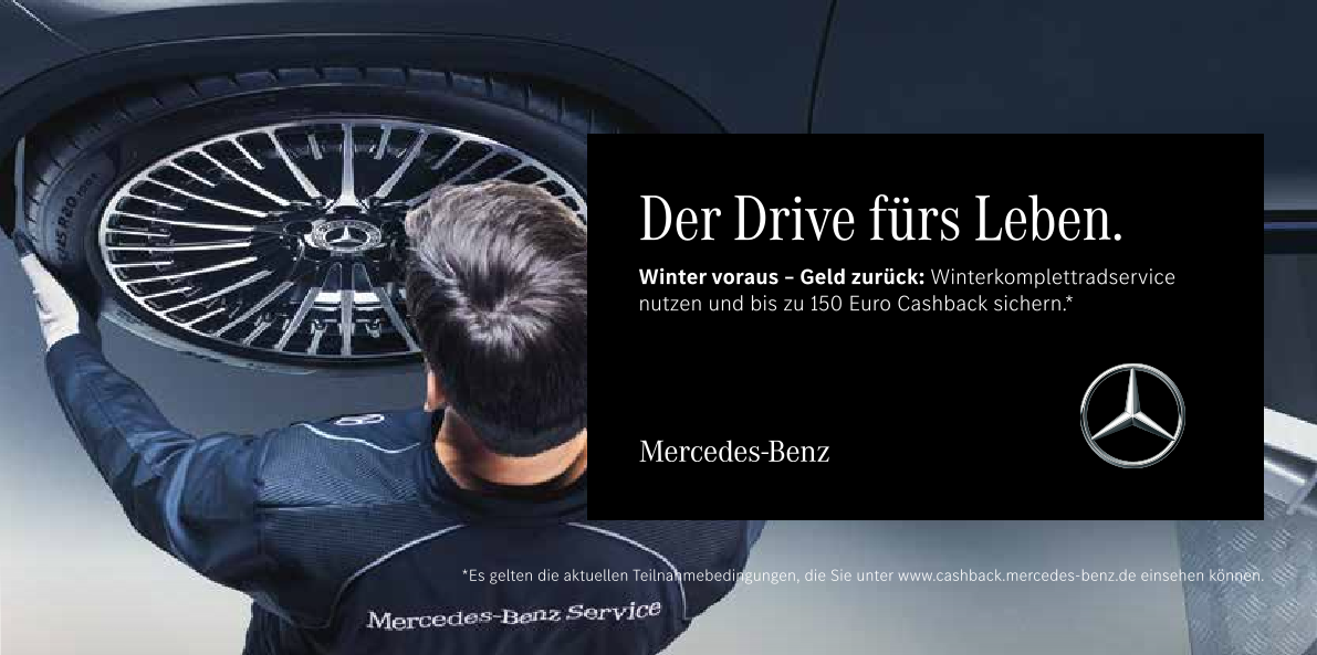 Bis zu 150 € Cashback sichern – mit dem Mercedes-Benz Winterkomplettradservice